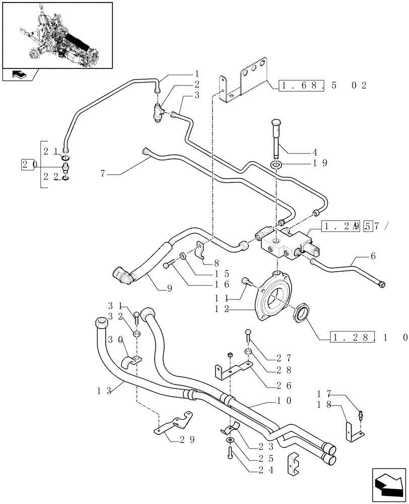 Схема запчастей Case IH PUMA 165 - (1.29.7[02A]) - TRANSMISSION LUBRICATION SYSTEM - D6475 (03) - TRANSMISSION