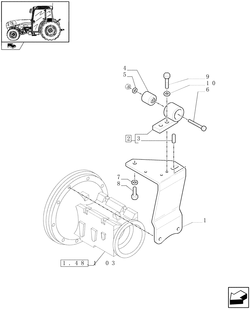 Схема запчастей Case IH FARMALL 95N - (1.92.87/03[02]) - PLATE FOR REAR SUSPENSION - W/CAB (10) - OPERATORS PLATFORM/CAB