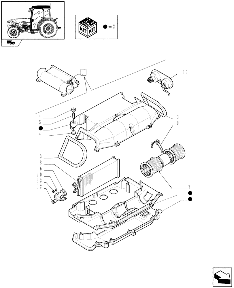 Схема запчастей Case IH FARMALL 85N - (1.92.94/ A[01]) - HEATER - BREAKDOWN (10) - OPERATORS PLATFORM/CAB