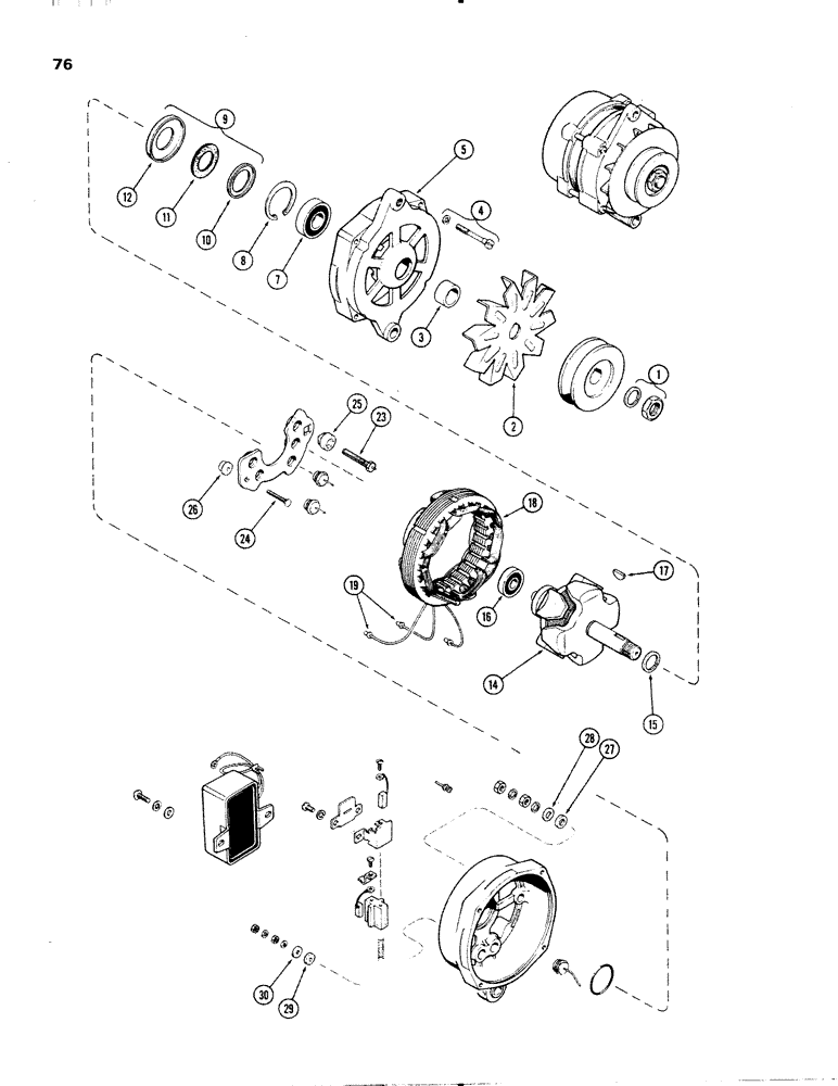 Схема запчастей Case IH 336D - (076) - ALTERNATOR AND REGULATOR, 12 VOLT, 55 AMP., C 