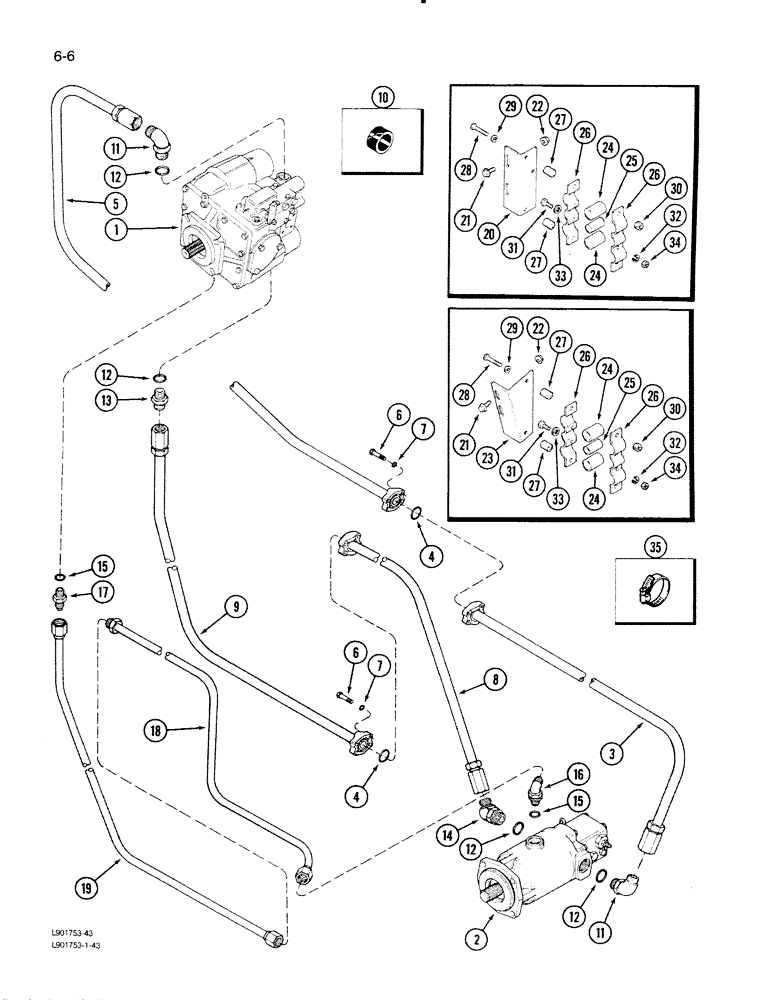 Схема запчастей Case IH 1620 - (6-06) - HYDROSTATIC PUMP AND MOTOR SYSTEM (03) - POWER TRAIN