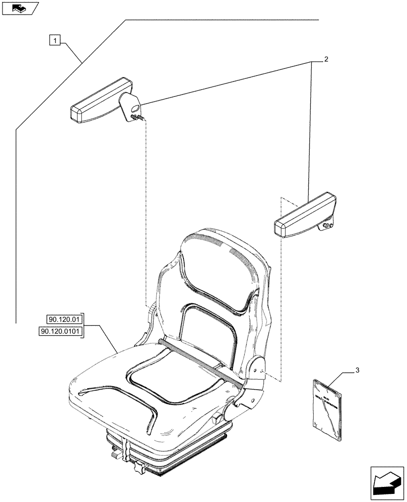 Схема запчастей Case IH FARMALL 75C - (88.090.05) - DIA KIT - ARMREST (88) - ACCESSORIES