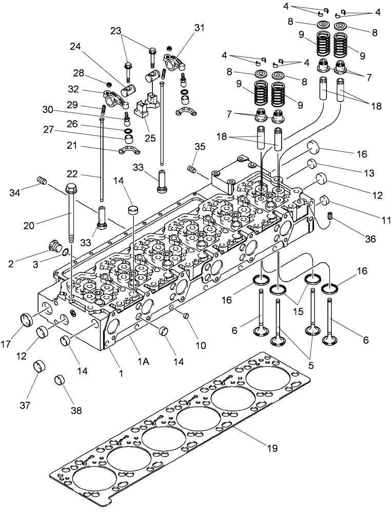 Схема запчастей Case IH MX285 - (02-30) - CYLINDER HEAD - VALVE MECHANISM, MX255 AND MX285 (02) - ENGINE