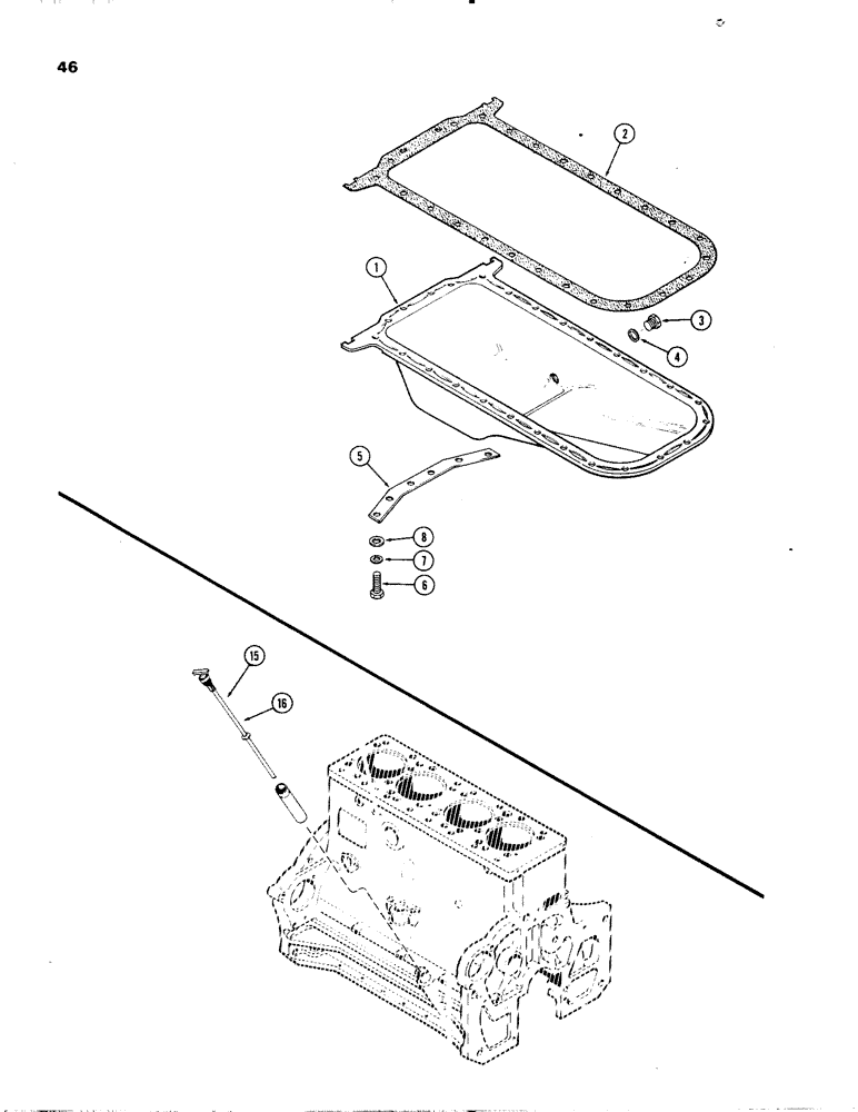 Схема запчастей Case IH 336D - (046) - OIL PAN, ENGINE LESS FUEL DEVICE, 336DT AND 336D DIESEL ENGINES 