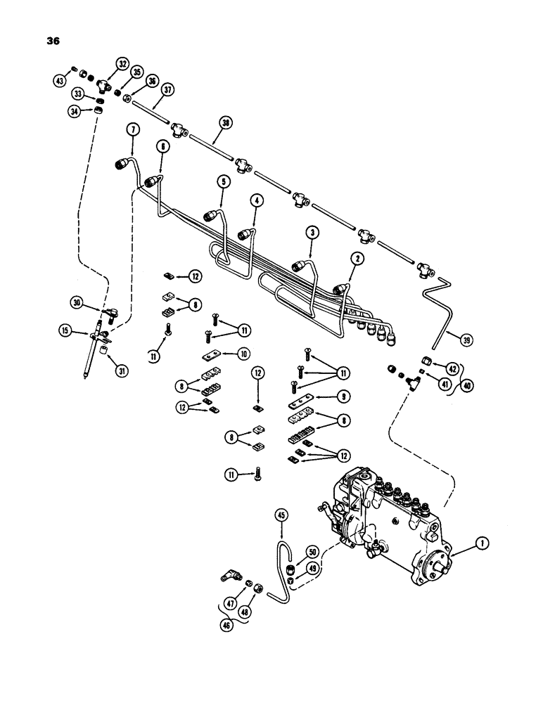 Схема запчастей Case IH 1170 - (036) - FUEL INJECTION SYSTEM, (451B)DIESEL ENGINE (03) - FUEL SYSTEM