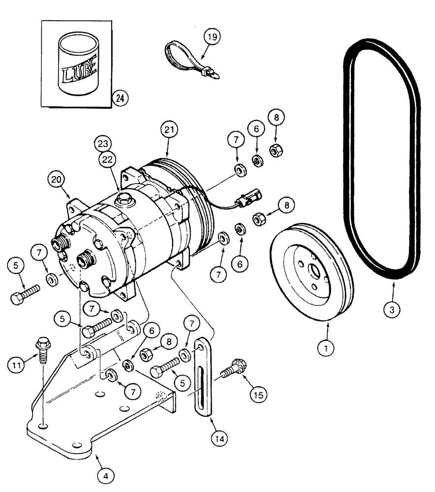 Схема запчастей Case IH 7210 - (9-142) - AIR CONDITIONING, COMPRESSOR MOUNTING AND DRIVE, TRACTOR P.I.N. JJA0064978 AND AFTER (09) - CHASSIS/ATTACHMENTS