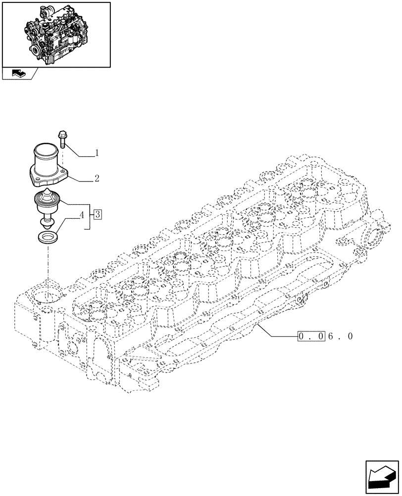 Схема запчастей Case IH PUMA 115 - (0.32.6) - THERMOSTAT - ENGINE COOLING SYSTEM (01) - ENGINE