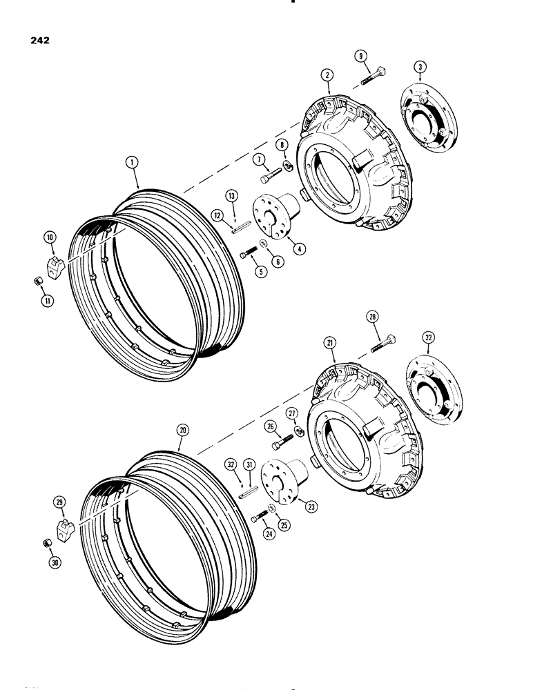 Схема запчастей Case IH 1270 - (242) - DUAL REAR WHEELS WITH 38 INCH RIMS, WITH 3-1/2 INCH DIAMETER AXLE SHAFT (06) - POWER TRAIN