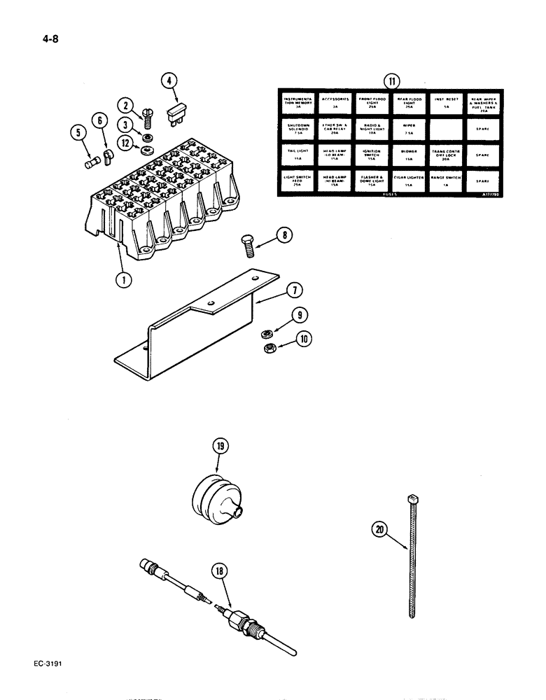 Схема запчастей Case IH 1896 - (4-08) - FUSES AND FUSE HOLDER (04) - ELECTRICAL SYSTEMS