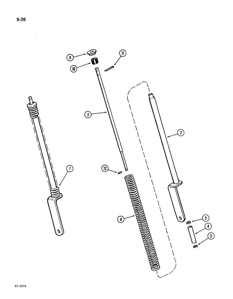 Схема запчастей Case IH 1896 - (9-026) - HOOD LIFT CYLINDER, EARLY PRODUCTION TRACTORS (09) - CHASSIS/ATTACHMENTS