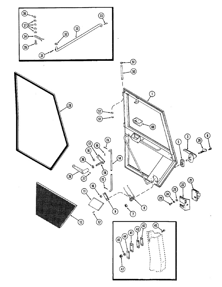 Схема запчастей Case IH 2470 - (478) - CAB, DOOR AND LATCH, CAB SERIAL NO. 7864002 AND AFTER (09) - CHASSIS/ATTACHMENTS