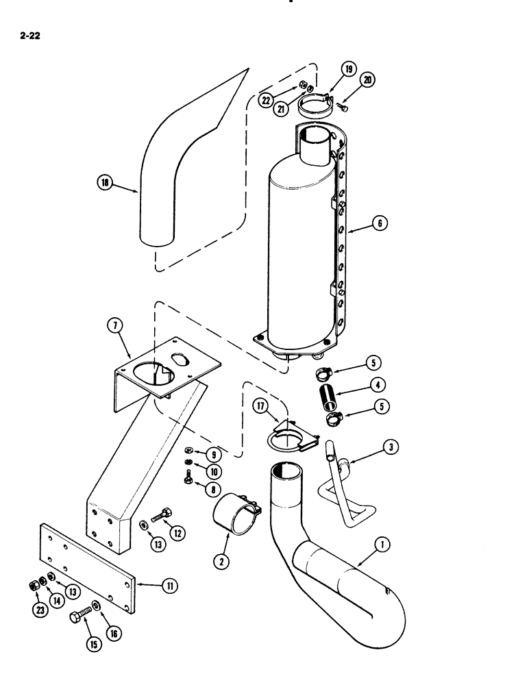 Схема запчастей Case IH 2294 - (2-022) - VERTICAL MUFFLER, 504BDT DIESEL ENGINE (02) - ENGINE