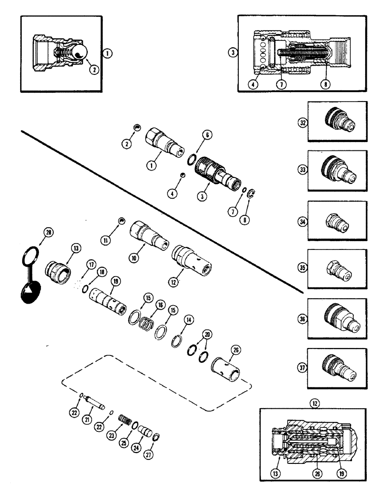 Схема запчастей Case IH 2870 - (298) - HYDRAULIC COUPLINGS, USED P.I.N. 8826982 AND AFTER (08) - HYDRAULICS