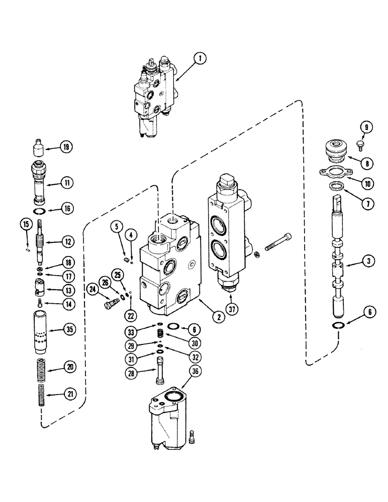 Схема запчастей Case IH 2594 - (8-080) - A162851 REMOTE VALVE BODY ASSEMBLY, WITH LOAD CHECK (08) - HYDRAULICS