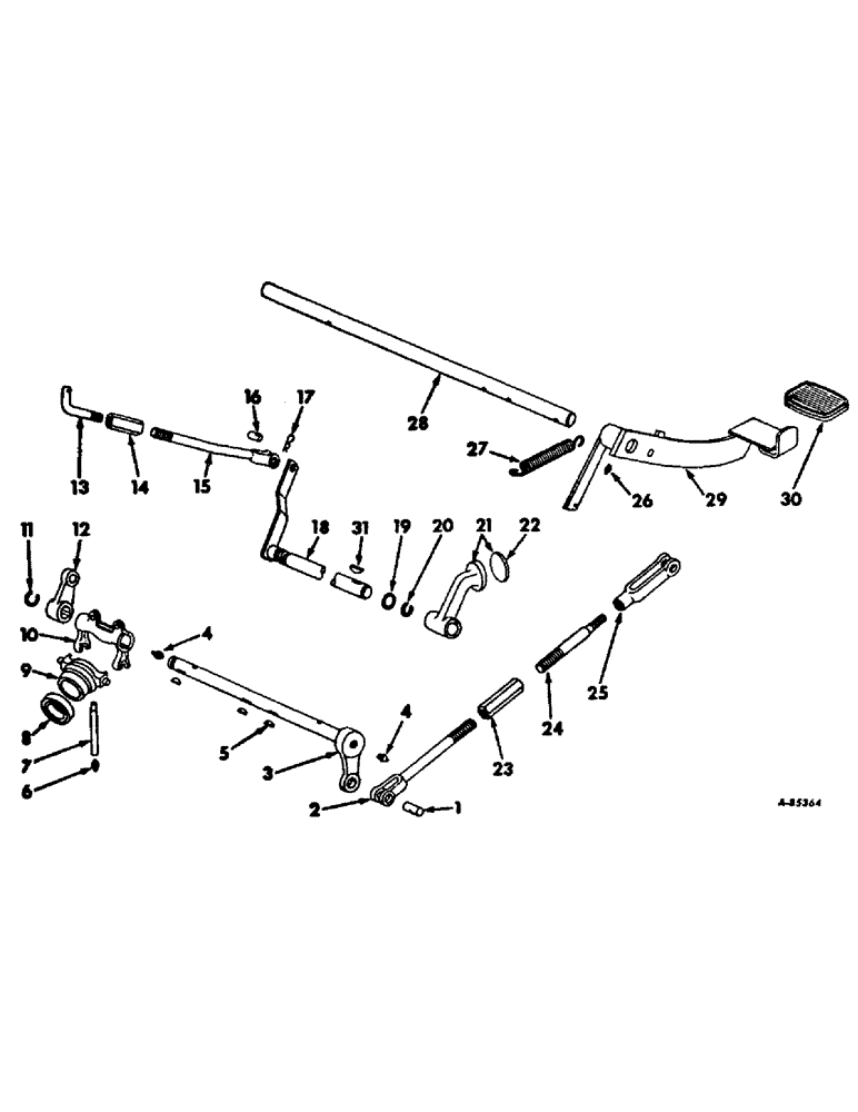 Схема запчастей Case IH 4186 - (07-03) - DRIVE TRAIN, CLUTCH CONTROLS AND TRANSMISSION BRAKE (04) - Drive Train