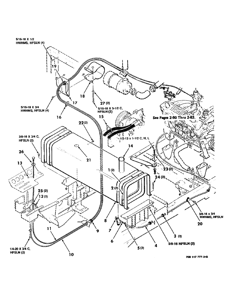 Схема запчастей Case IH 8830 - (3-04) - FUEL LINES, TANK, CHOKE AND THROTTLE ASSEMBLIES, GAS (03) - FUEL SYSTEM