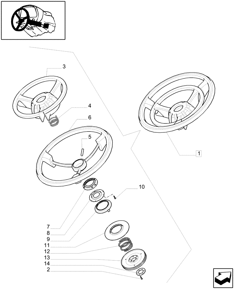 Схема запчастей Case IH MXU115 - (1.95.5/04A[01A]) - (VAR.360-636) FAST STEERING - STEERING WHEEL - BREAKDOWN - D5123 (10) - OPERATORS PLATFORM/CAB