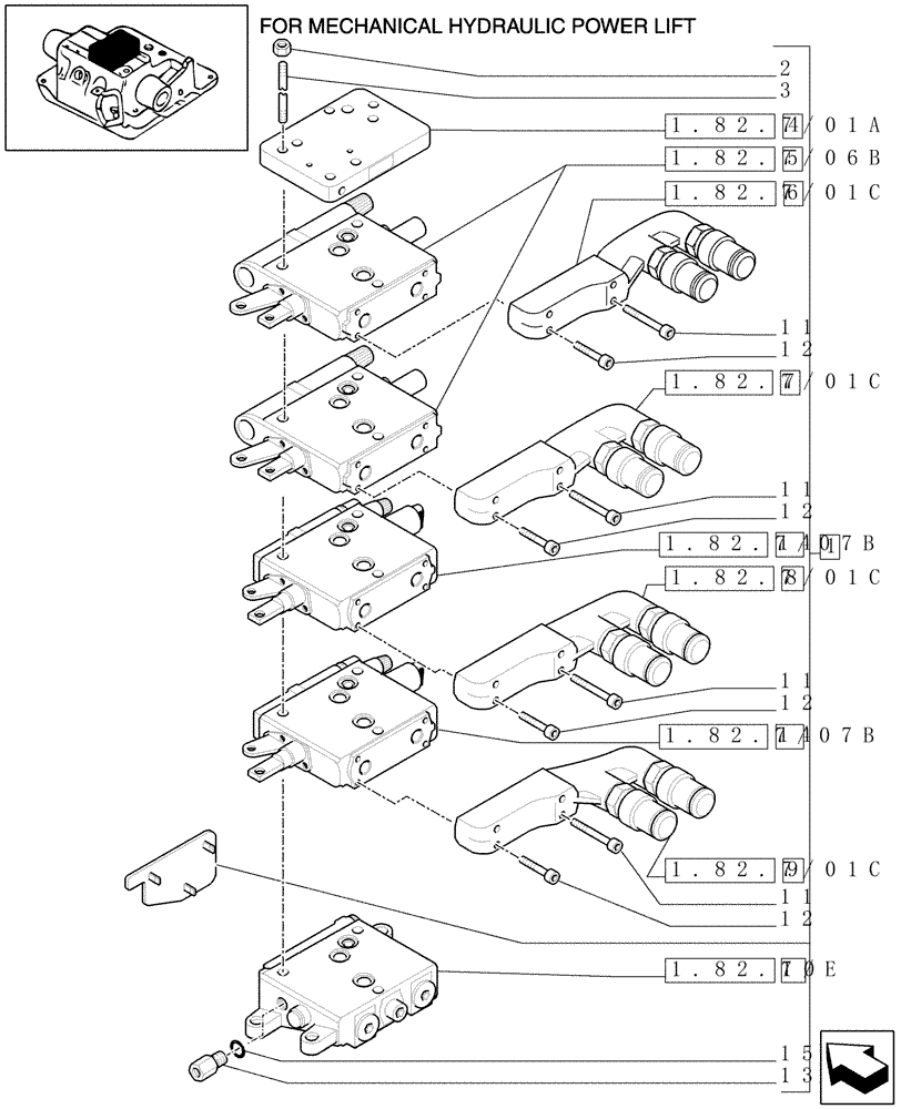 Схема запчастей Case IH MAXXUM 100 - (1.82.7/13A) - 4 REMOTES (2NC+2CONFIG) FOR CCLS PUMP FOR MDC AND RELEVANT PARTS (VAR.335845) (07) - HYDRAULIC SYSTEM