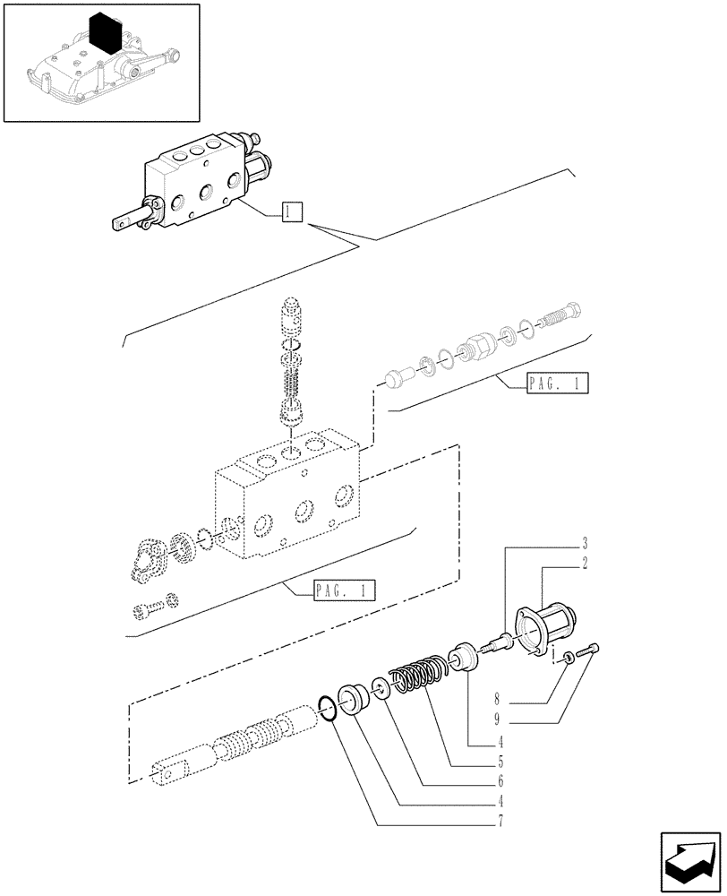 Схема запчастей Case IH JX1095N - (1.82.7/ B[02]) - SIMPLE DOUBLE EFFECT DISTRIBUTOR - BREAKDOWN - C5484 (07) - HYDRAULIC SYSTEM