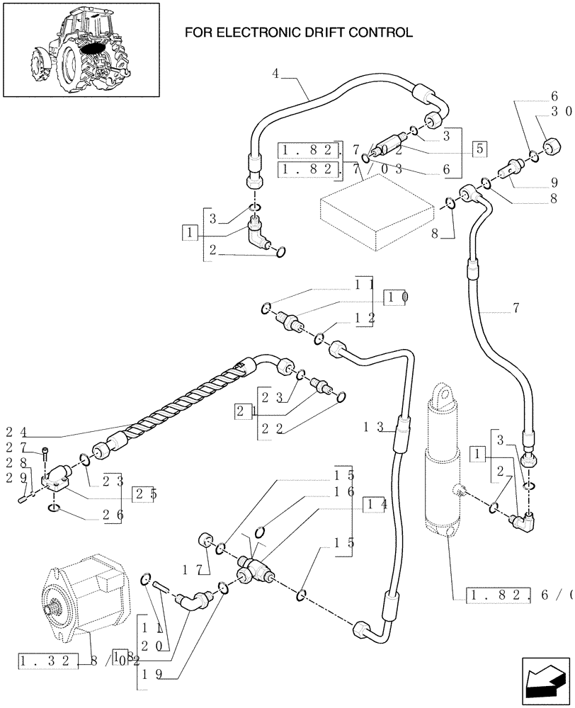 Схема запчастей Case IH MAXXUM 120 - (1.82.1/02[01]) - CCLS FOR TRANSMISSION 16X16 - LIFTER, LINES (07) - HYDRAULIC SYSTEM