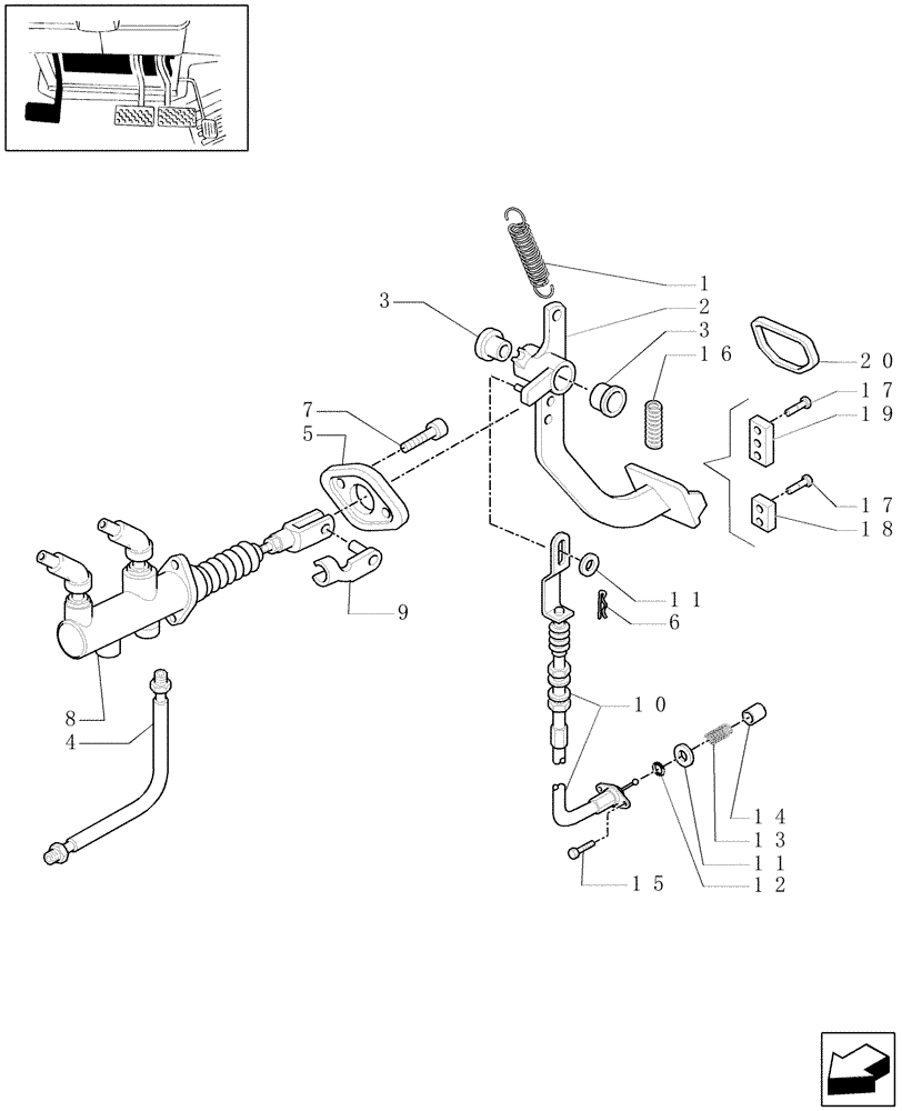 Схема запчастей Case IH MAXXUM 100 - (1.95.2[01]) - TRANSMISSION 12X12 - CLUTCH PEDAL (10) - OPERATORS PLATFORM/CAB