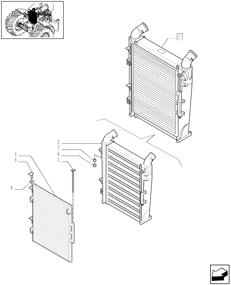 Схема запчастей Case IH MAXXUM 110 - (1.17.0/02C) - INTERCOOLER AND CONDENSER - BREAKDOWN (02) - ENGINE EQUIPMENT