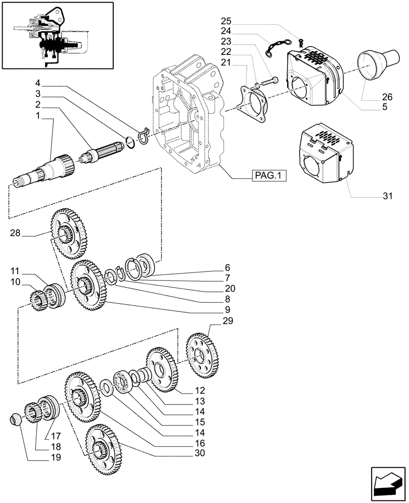 Схема запчастей Case IH MAXXUM 140 - (1.80.1/01[02]) - POWER TAKE-OFF 540/750/1000 RPM - GUARD, GEARS AND SHAFT (07) - HYDRAULIC SYSTEM