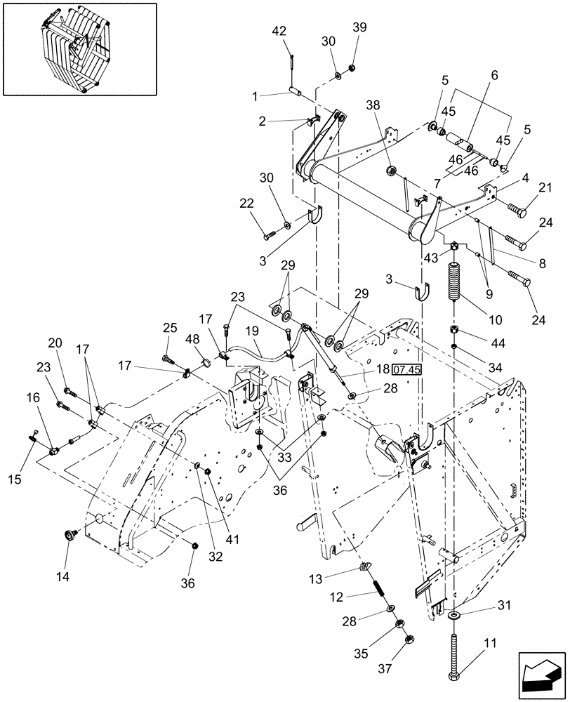 Схема запчастей Case IH RB454 - (14.30) - BELT TENSION (14) - BALE CHAMBER