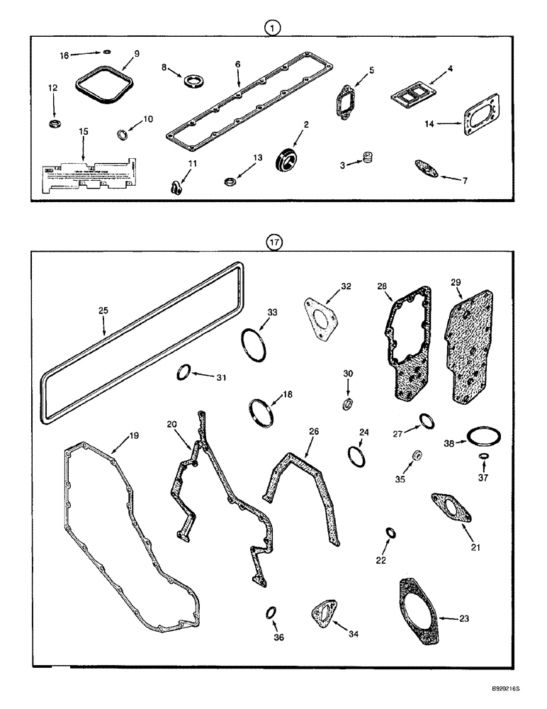 Схема запчастей Case IH 2144 - (2-52) - GASKET KITS, 6TA-590 ENGINE, PRIOR TO COMBINE S/N JJC0173150 (01) - ENGINE