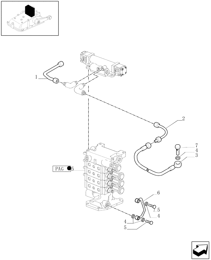 Схема запчастей Case IH JX1075C - (1.82.7/12[08]) - (VAR.166) 4 REMOTE VALVES FOR EDC - PIPE - D5484 (07) - HYDRAULIC SYSTEM