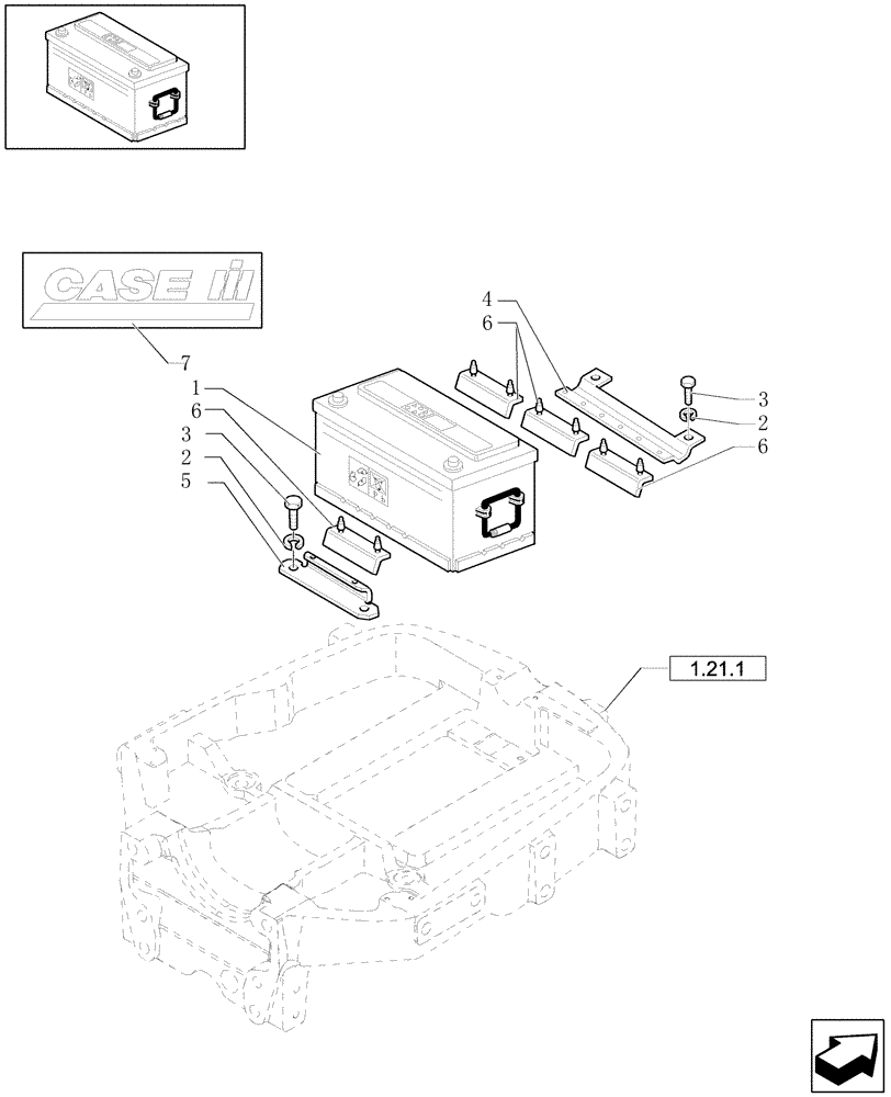 Схема запчастей Case IH JX1070U - (1.74.1) - BATTERY MOUNTING - BATTERY (06) - ELECTRICAL SYSTEMS