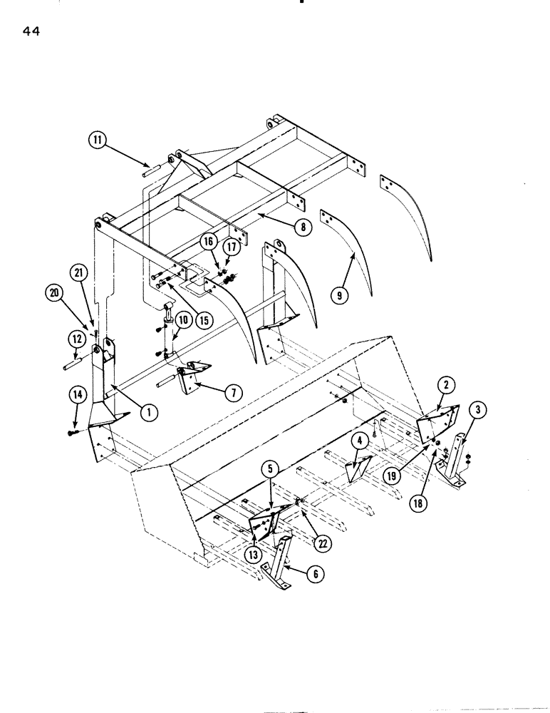 Схема запчастей Case IH 74L - (44) - GRAPPLE FOUR TINE (82) - FRONT LOADER & BUCKET