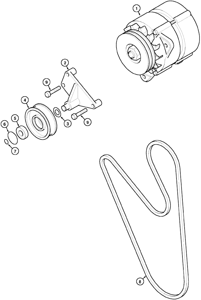 Схема запчастей Case IH MX80C - (04-19) - ALTERNATOR AND CONNECTIONS, IDLER (04) - ELECTRICAL SYSTEMS