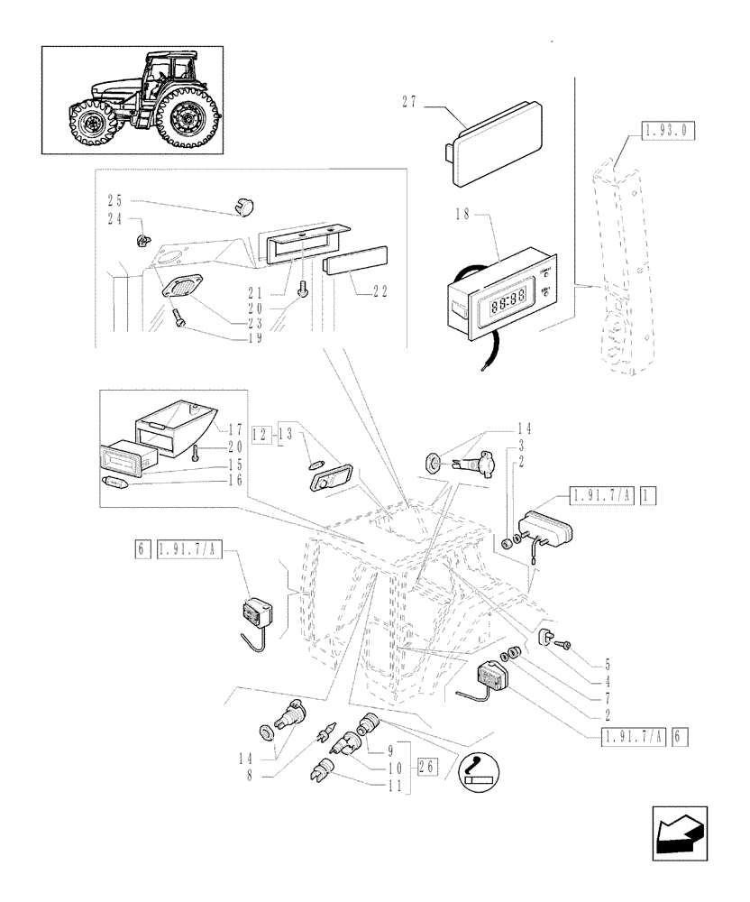 Схема запчастей Case IH JX1090U - (1.91.7[01]) - CAB - LIGHTING & PARTS (10) - OPERATORS PLATFORM/CAB