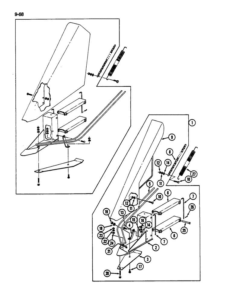 Схема запчастей Case IH 1822 - (9-068) - PLANT LIFTER (13) - PICKING SYSTEM