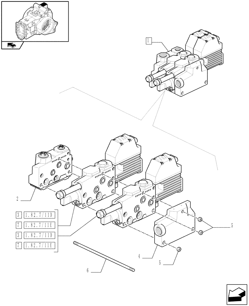 Схема запчастей Case IH PUMA 155 - (1.82.7/11A) - ELECTRONIC MID MOUNTED VALVES 2 SLICE - BREAKDOWN (VAR.330560-332821-334821) (07) - HYDRAULIC SYSTEM