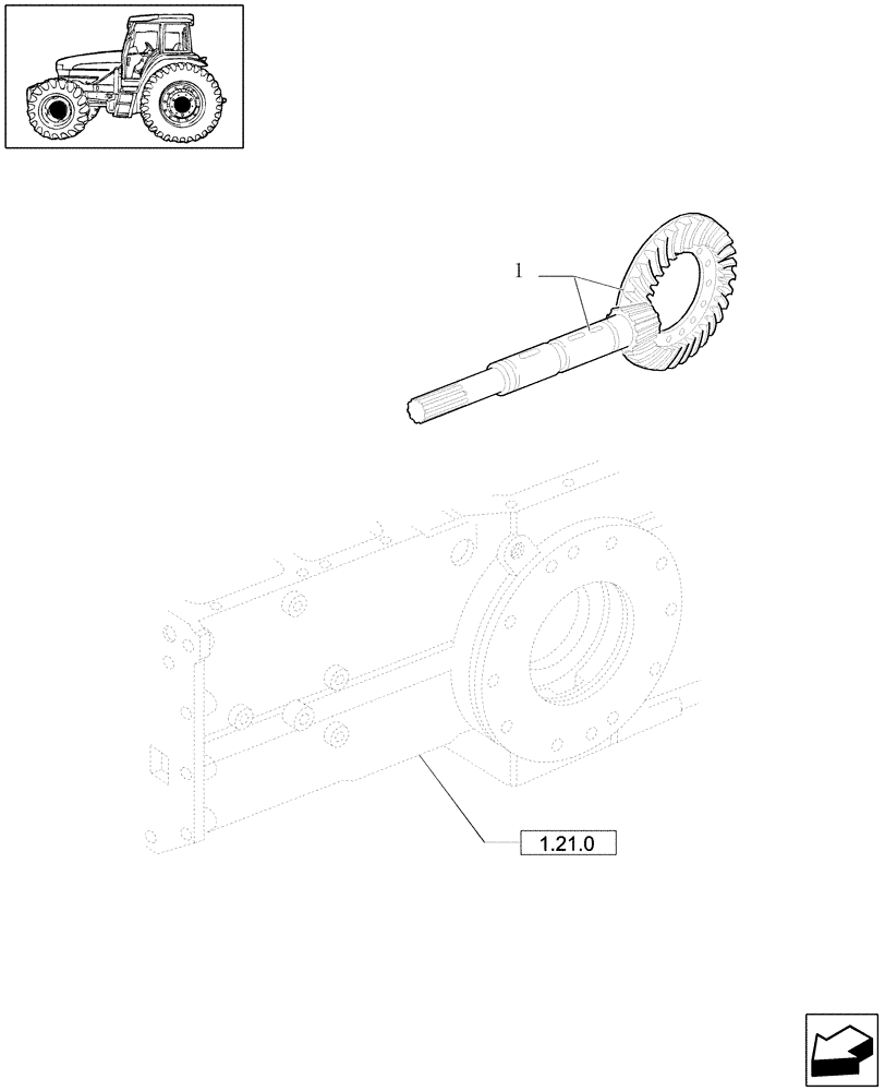 Схема запчастей Case IH JX1070U - (1.32.1/02) - (VAR.304/1) FRONT AXLE WITH 2 HYDR. LOCKING CYLINDERS 40 KM/H - REAR BEVEL GEAR PAIR (03) - TRANSMISSION