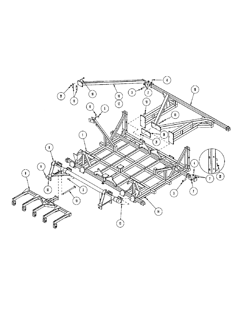 Схема запчастей Case IH CONCORD - (B08) - MAIN FRAME WITH ROCKSHAFT AND WHEEL GANGS, 4710 AND 5010 FOUR RANK 