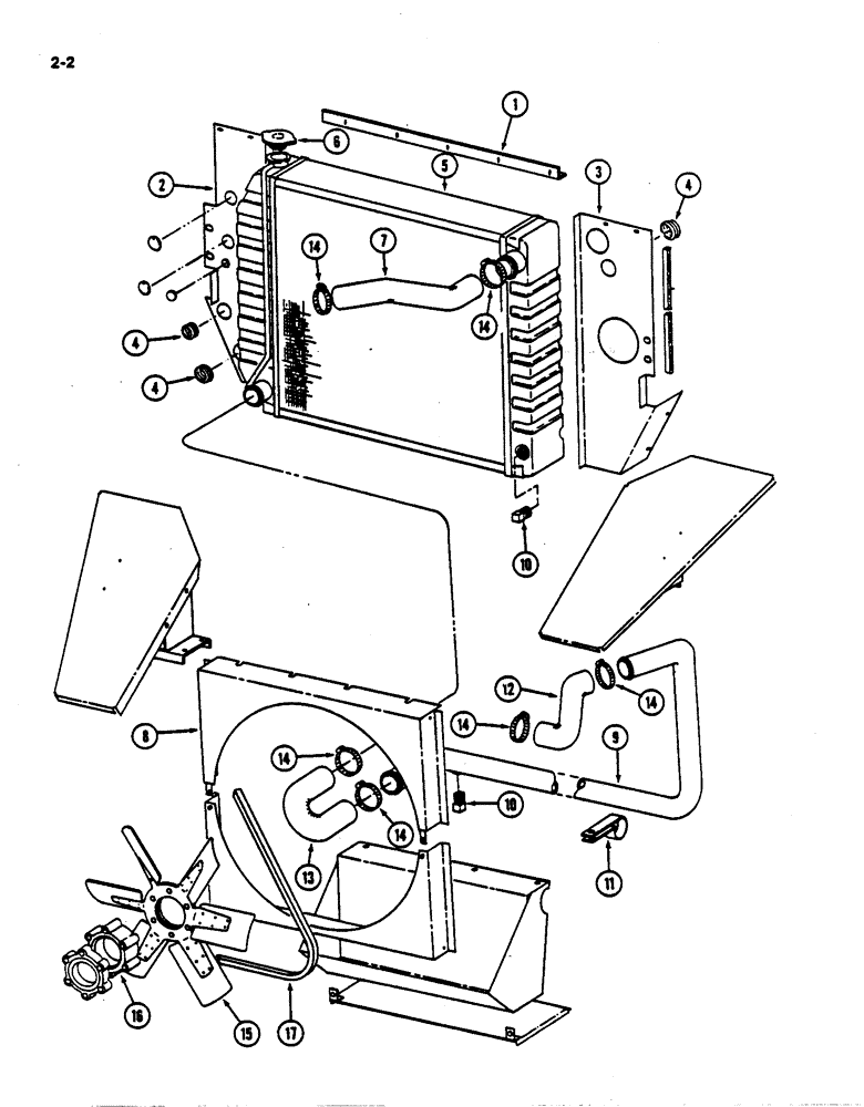 Схема запчастей Case IH 782 - (2-02) - RADIATOR AND FAN SHROUD (01) - ENGINE