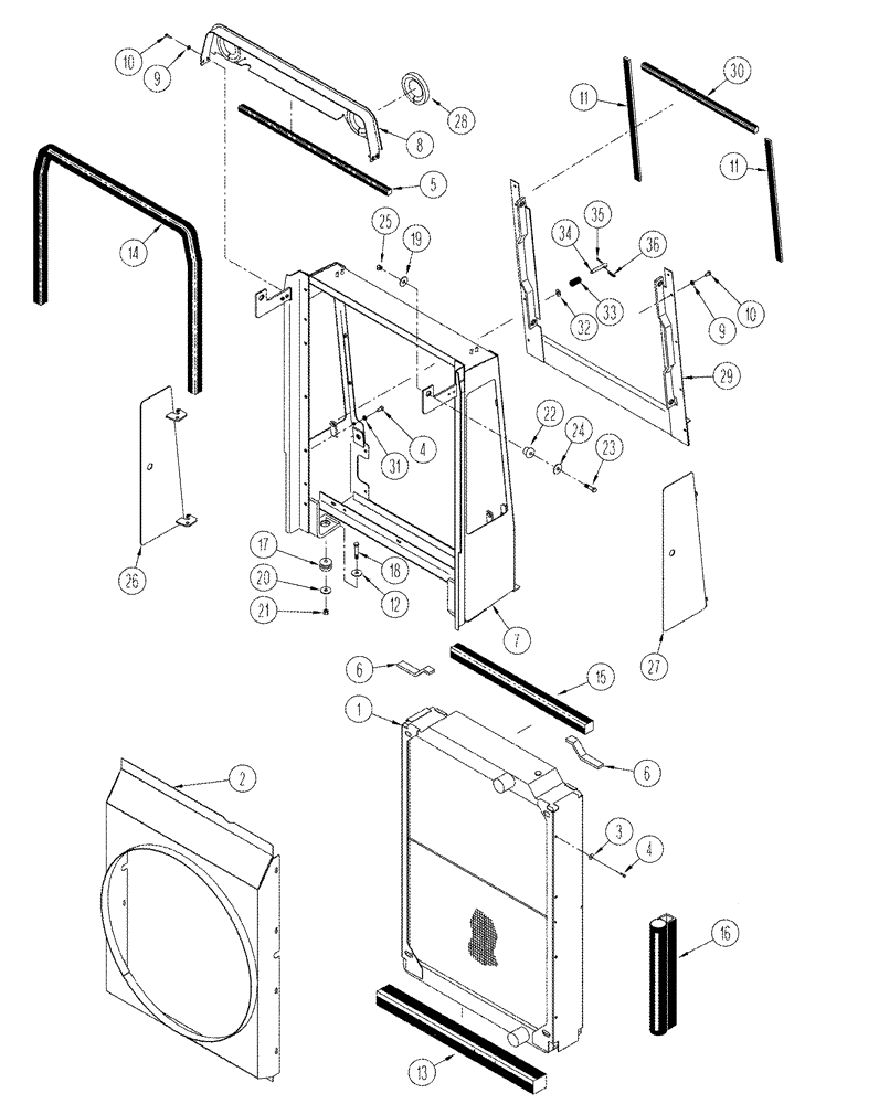 Схема запчастей Case IH STX275 - (02-02) - RADIATOR MOUNTING STX 275 TRACTOR (02) - ENGINE