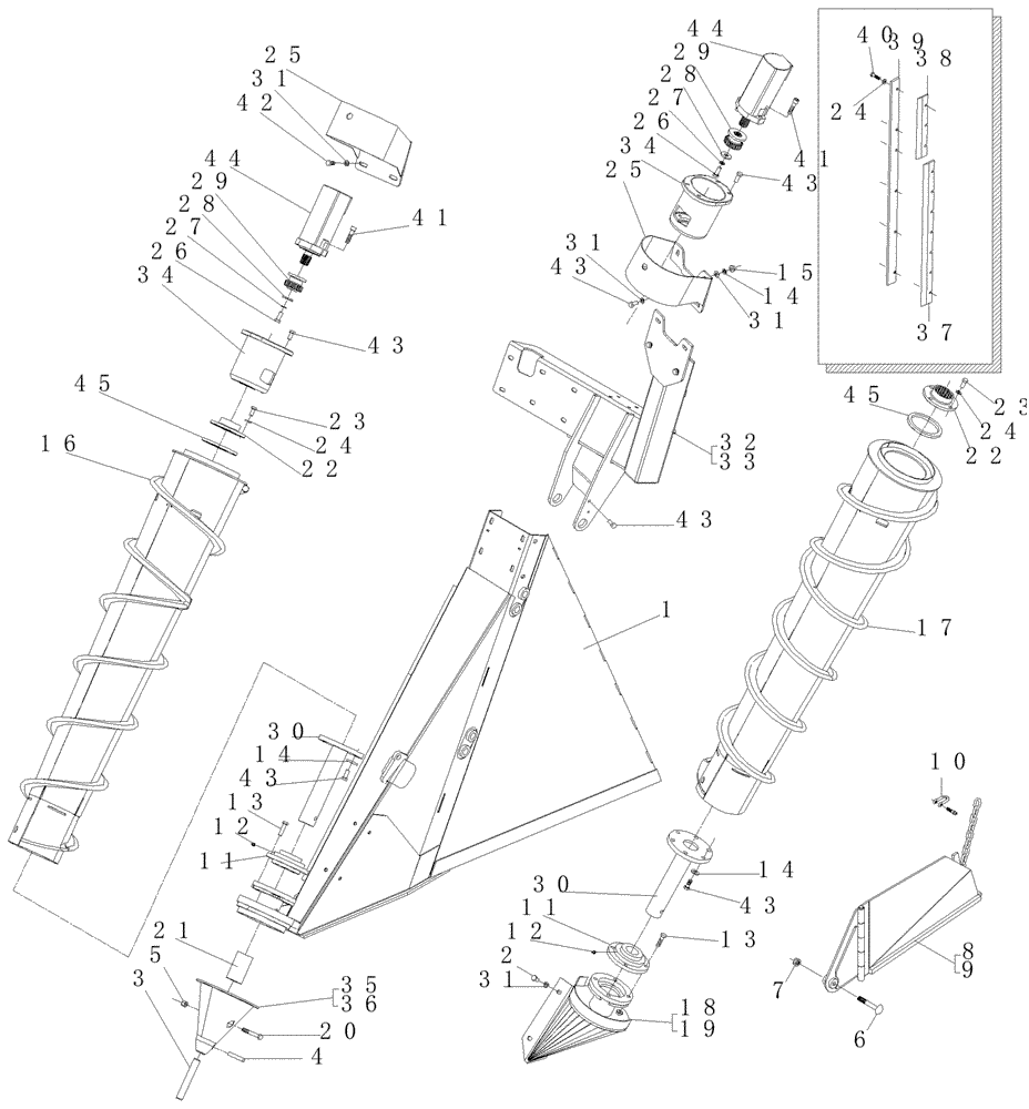 Схема запчастей Case IH A7000 - (A03.02[01]) - Cropdividers 45° (13) - FEEDER