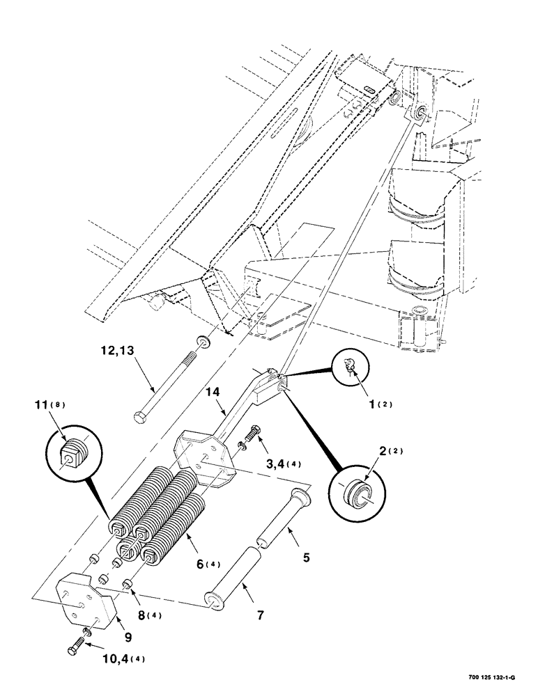 Схема запчастей Case IH 8210 - (7-26) - FLOTATION SPRING ASSEMBLY, 35 FOOT ONLY (58) - ATTACHMENTS/HEADERS