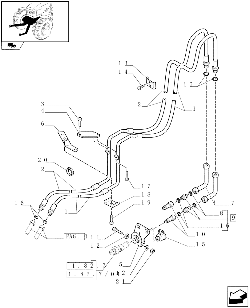 Схема запчастей Case IH PUMA 155 - (1.81.9/05[02]) - 4 HYDRAULIC FRONT COUPLERS FOR NON INTEGRATED FRONT HPL - C6335 (VAR.330172) (07) - HYDRAULIC SYSTEM