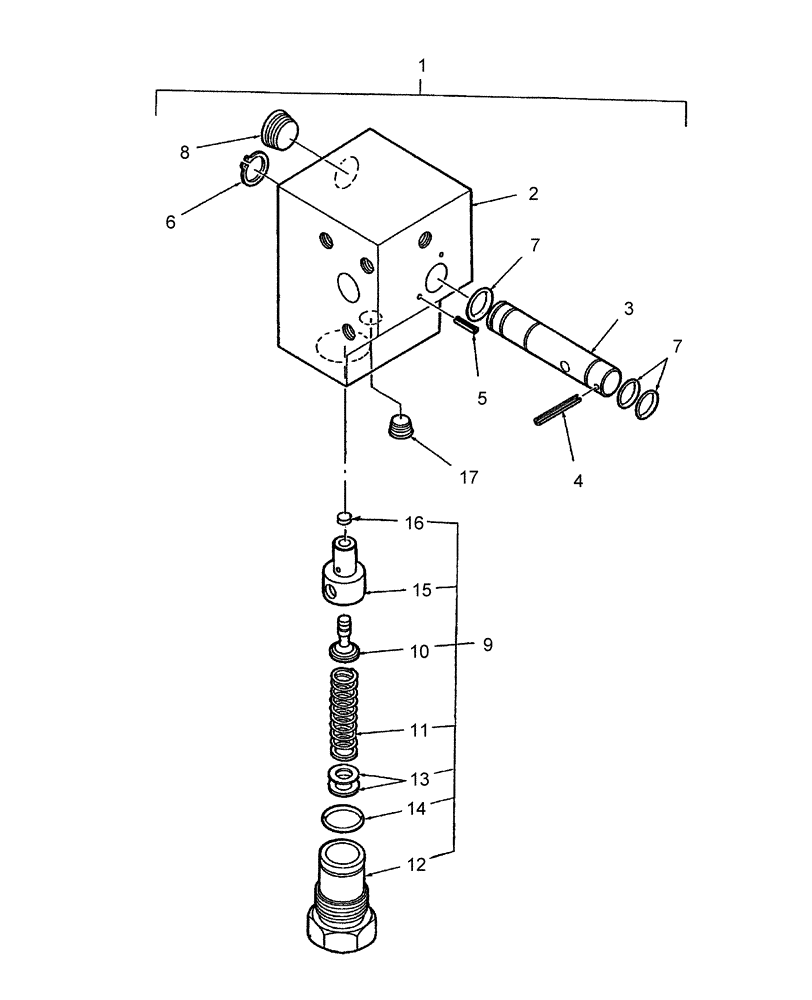 Схема запчастей Case IH D25 - (05M01[A]) - MANIFOLD DIVERTER BLOCK - SBA340016660 (07) - HYDRAULIC SYSTEMS