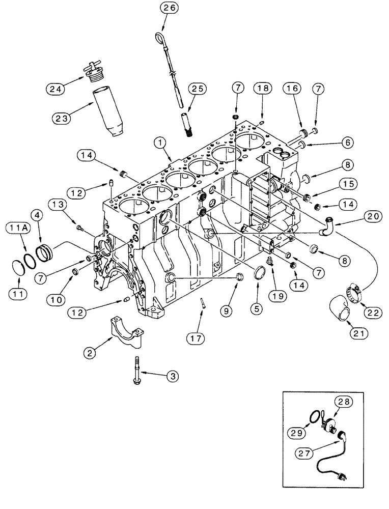 Схема запчастей Case IH 420 - (02-11) - CYLINDER BLOCK (01) - ENGINE