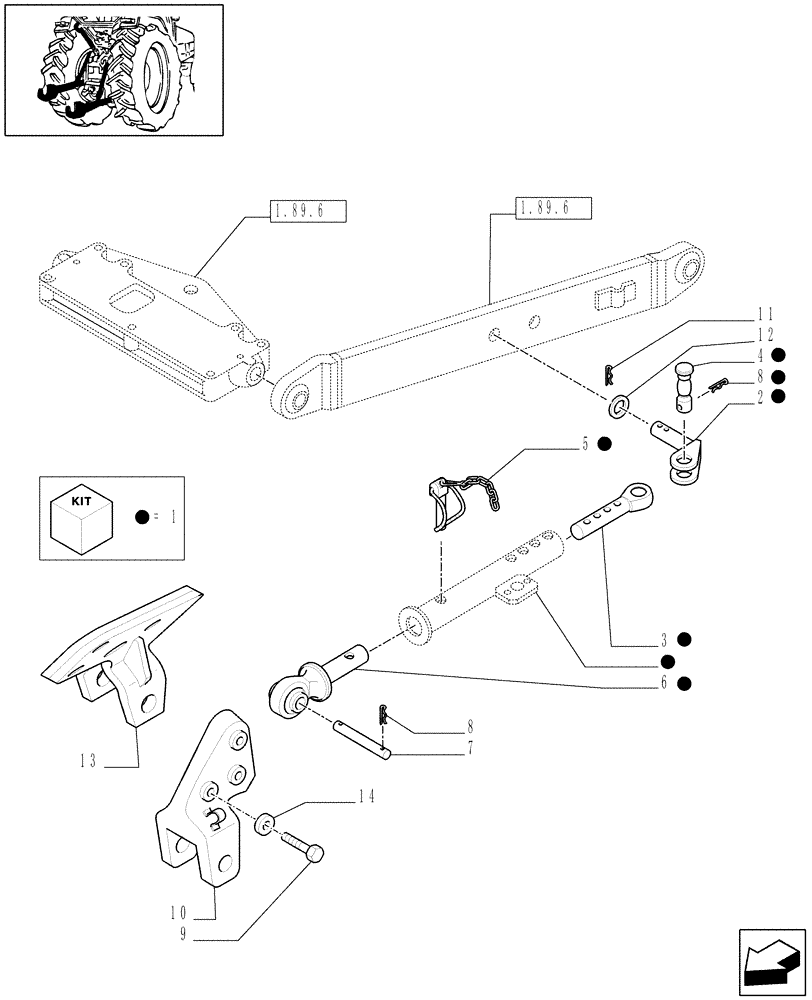 Схема запчастей Case IH JX90 - (1.89.9/01) - LATERAL STABILIZERS (09) - IMPLEMENT LIFT