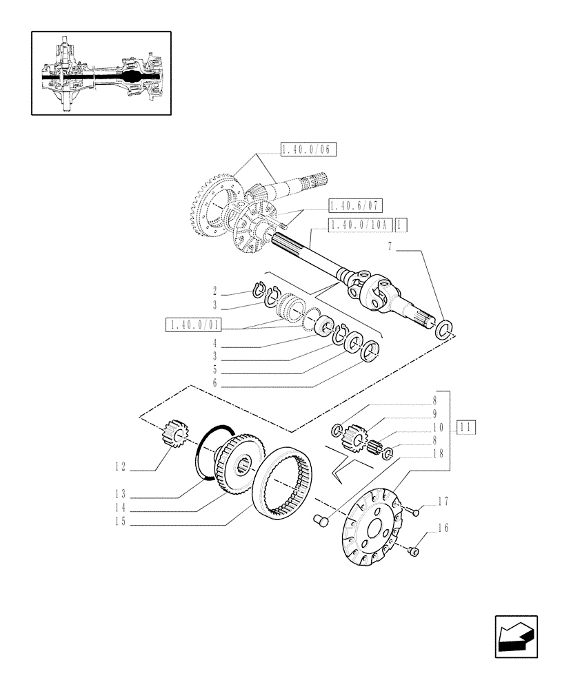 Схема запчастей Case IH JX60 - (1.40. 6/10) - (VAR.325/1) 4WD FRONT AXLE NO-SPIN DIFFERENTIAL LOCK - DIFFERENTIAL GEARS AND SHAFT (04) - FRONT AXLE & STEERING