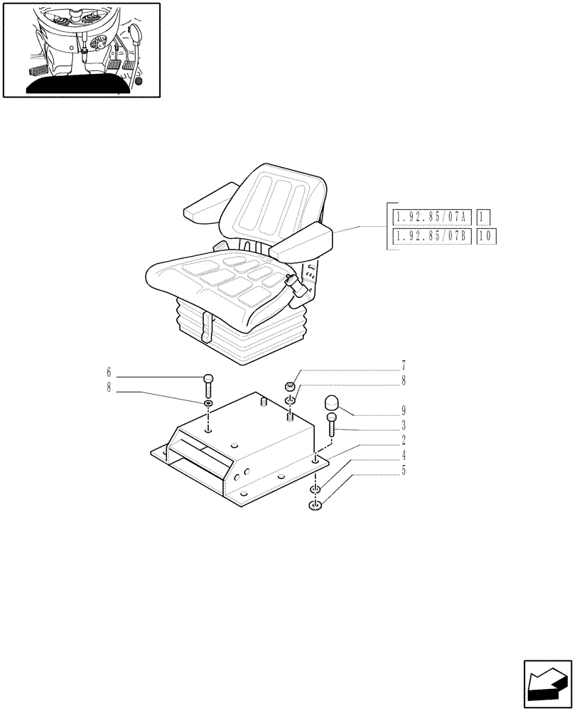 Схема запчастей Case IH JX80 - (1.92.85/07) - (VAR.963) DELUXE SEAT WITH RETRACTABLE BELTS AND SWITCH - W/CAB (10) - OPERATORS PLATFORM/CAB