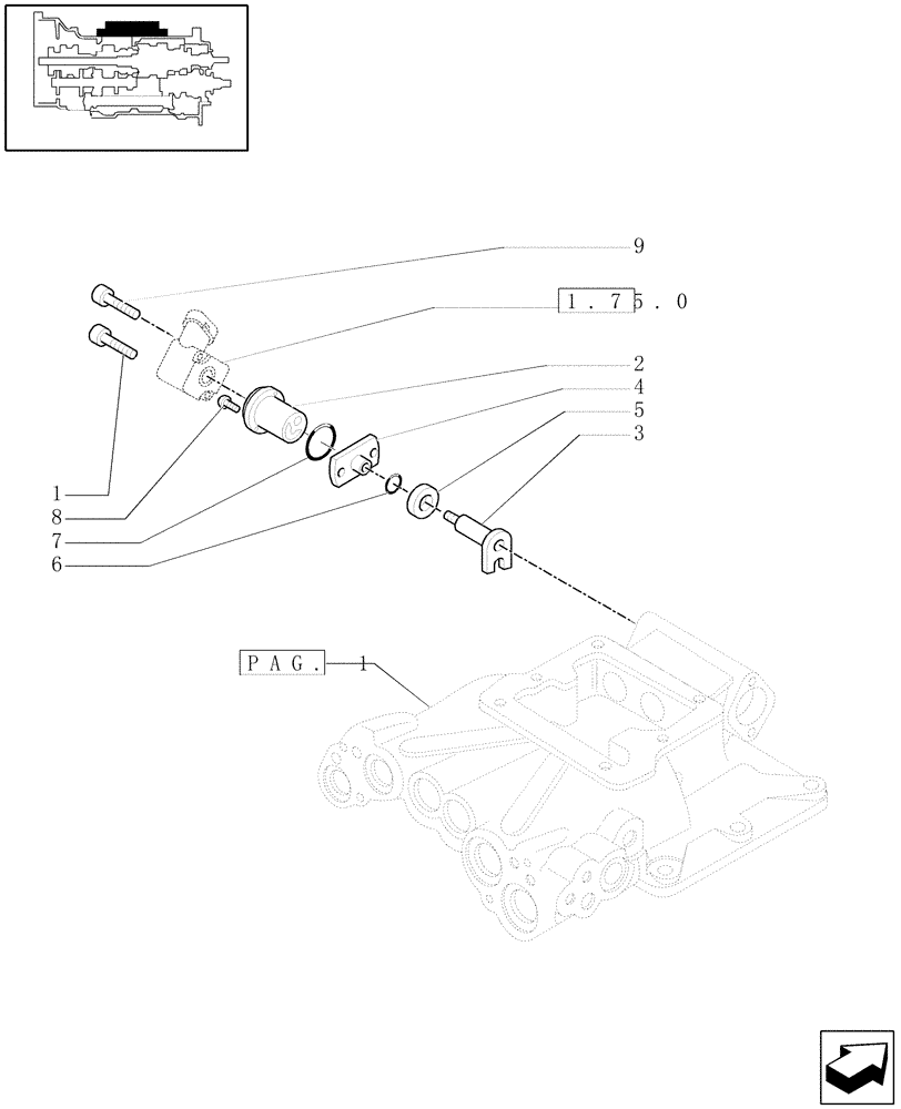 Схема запчастей Case IH MAXXUM 140 - (1.29.9/02[02]) - TRANSMISSION 16X16 AND 17X16 - COVER FOR REVERSER - CONTROL FOR 4/5 UNITS AND SENSOR (STD + VAR.330283) (03) - TRANSMISSION