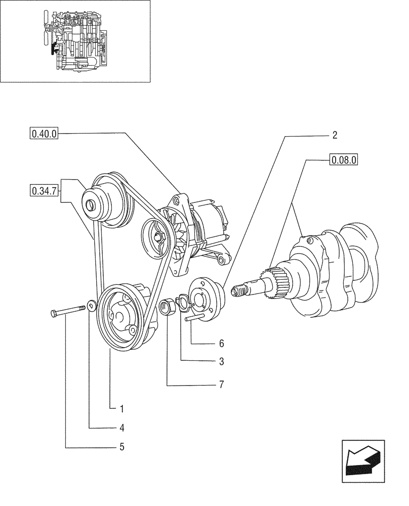 Схема запчастей Case IH JX95 - (0.08.4/02) - PULLEY CRANKSHAFT - TIER 1 ENGINE (01) - ENGINE